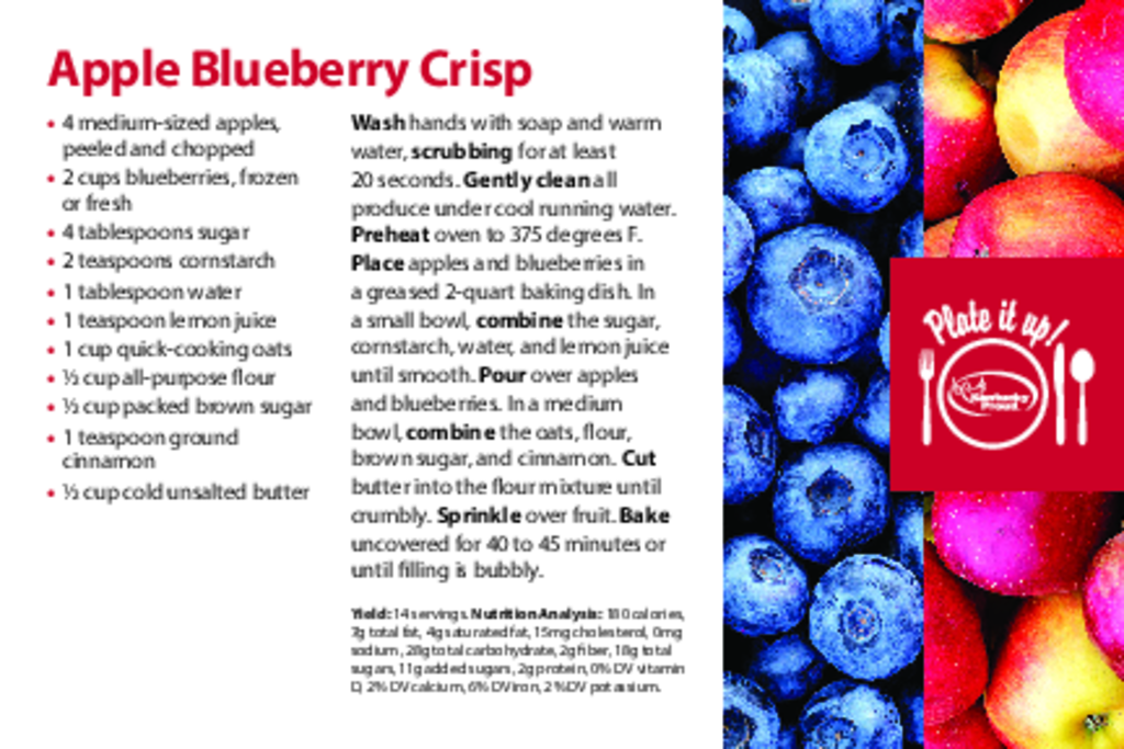 Apple Blueberry Crisp Recipe card image - click on link above to access the recipe.
